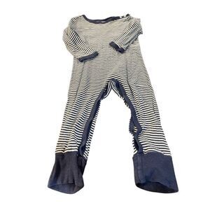 Burt’s bees pajamas one piece Long sleeve 12 months unisex navy /white organic c